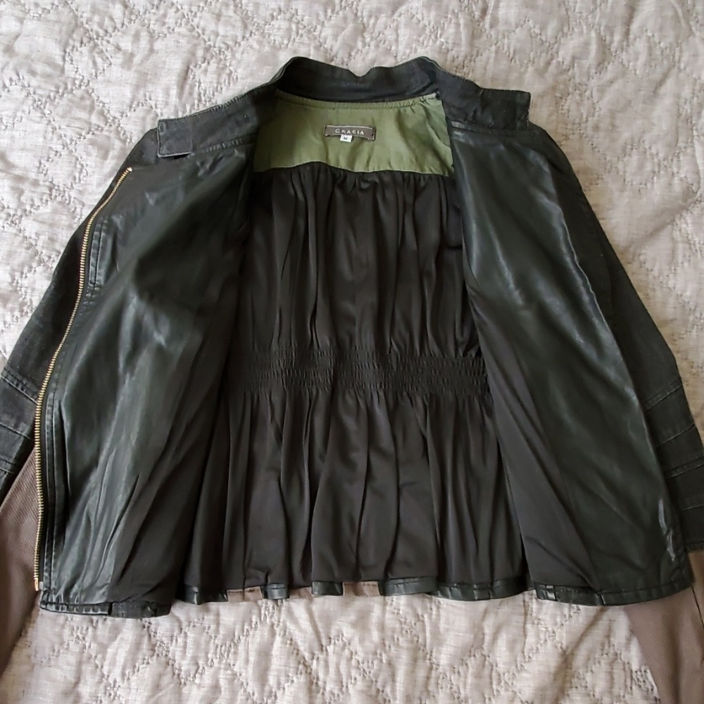 GRACIA bicker jacket black leather and jeans mixed - Picture 2 of 8